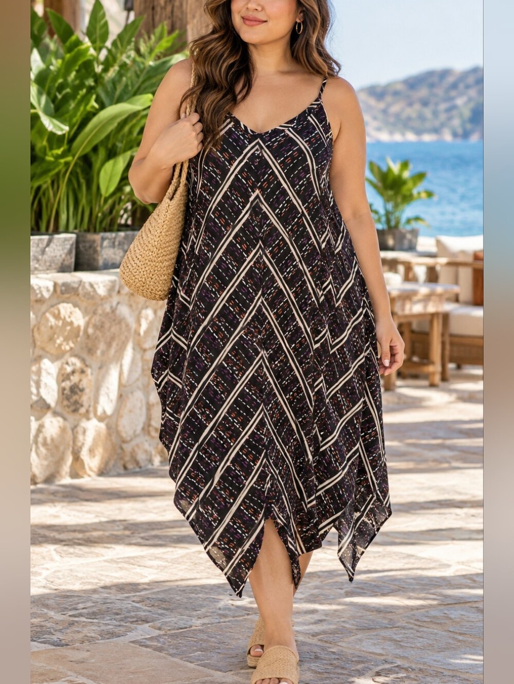 Michel Studio Collection Plus Size 22 Geometric Print Midi Slip Dress